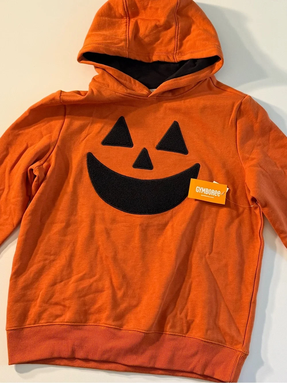NWT Gymboree | Halloween Orange Hoodie Black Pumpkin Jack-O-Lantern Sweatshirt